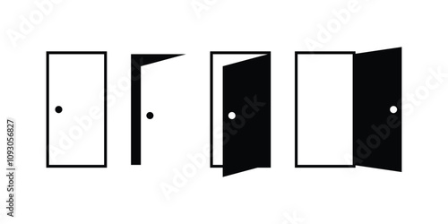 closed and open door icon