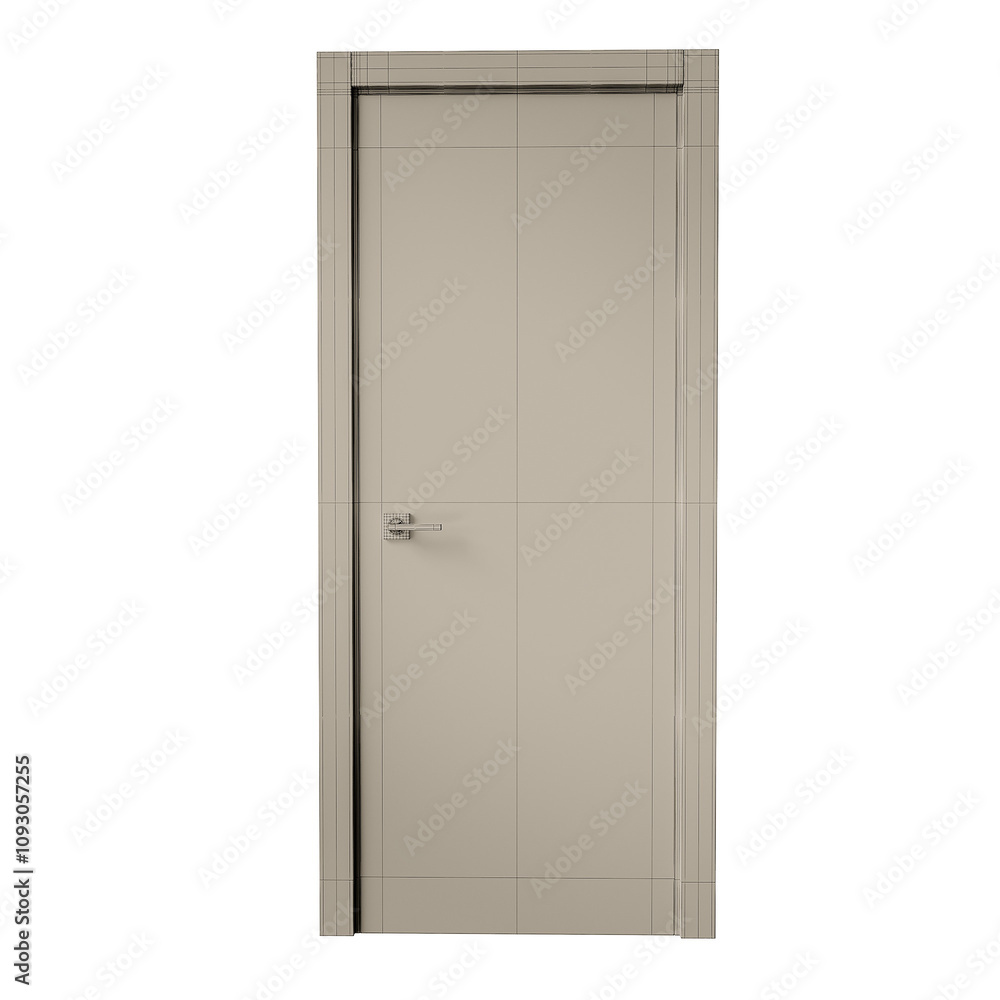 A door with a silver handle and a silver knob A door with a silver handle and a silver knob