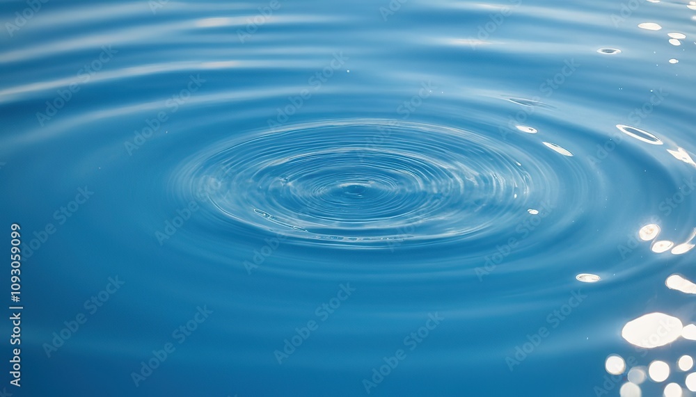 A water droplet is falling into the calm surface of clean clear blue water 54564 A water droplet is falling into the calm surface of clean clear blue water 54564
