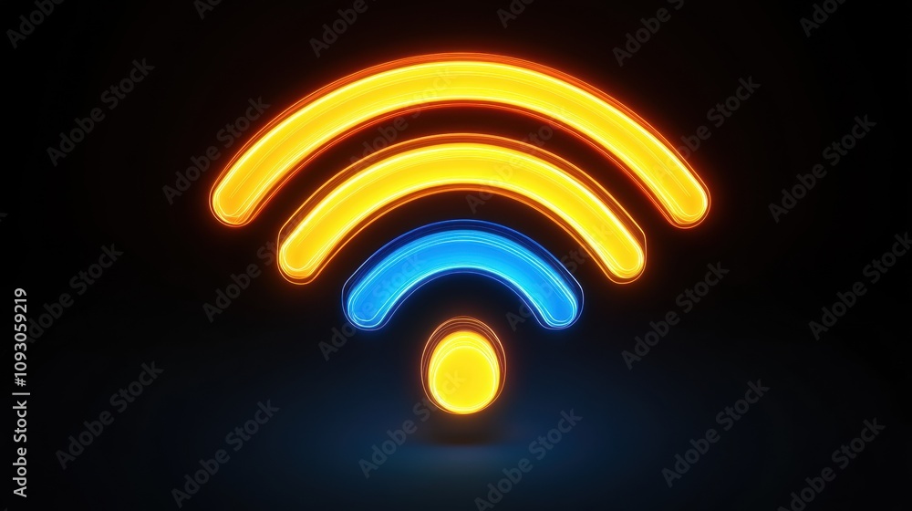 Bright wireless signal symbol on dark background. Bright wireless signal symbol on dark background.