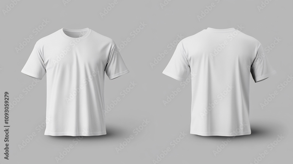 Blank White T-Shirt Mockup: Front and Back Views. AI Generated Blank White T-Shirt Mockup: Front and Back Views. AI Generated