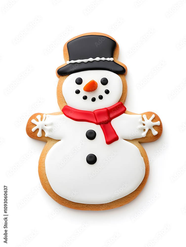 Cute snowman cookie isolated on transparent background Cute snowman cookie isolated on transparent background