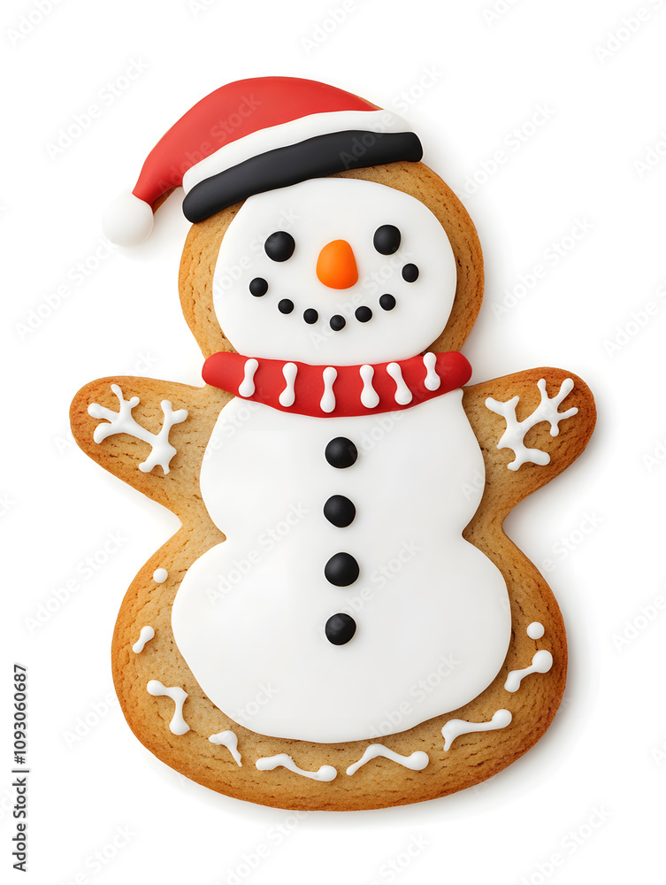 Cute snowman cookie isolated on transparent background Cute snowman cookie isolated on transparent background