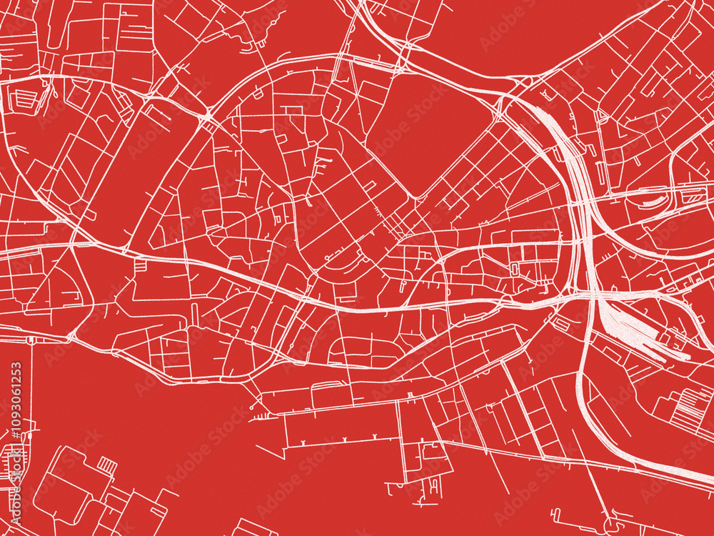 Christmas Map of Hamburg Zentrum, Germany in Snowy White on Festive Red Background. Christmas Map of Hamburg Zentrum, Germany in Snowy White on Festive Red Background.