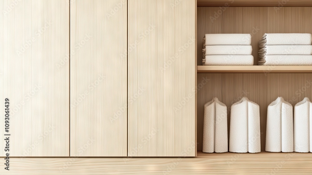Minimalist Scandinavian wardrobe with light wooden finishes, open shelves, and simple decor showcasing modern functionality. Minimalist Scandinavian wardrobe with light wooden finishes, open shelves, and simple decor showcasing modern functionality.
