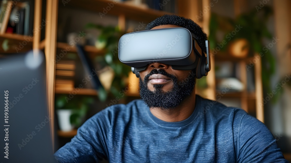 Individual giving a presentation in a virtual reality meeting environment Individual giving a presentation in a virtual reality meeting environment