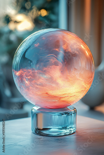 Wallpaper Mural A serene abstract sphere with soft, overlapping layers in warm pastel hues, creating a tranquil and visually appealing layered effect, Torontodigital.ca