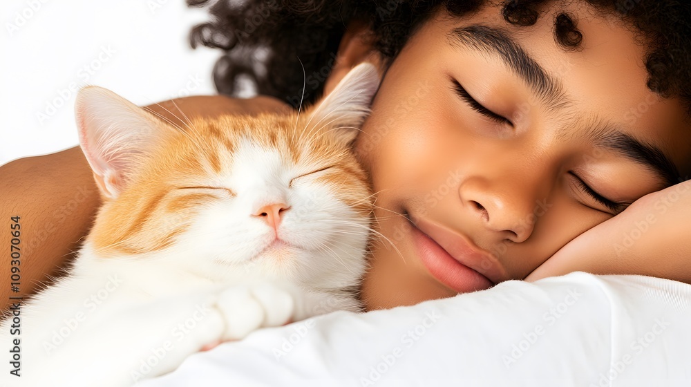 Child hugging a cat with a loving smile in a home setting Child hugging a cat with a loving smile in a home setting
