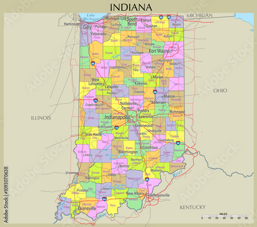 Map of Indiana, United States