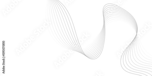 Abstract gray wave dynamic curve dots lines background. Energy technology concept halftone modern backdrop design for business, presentation, banner.