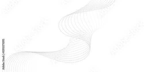Abstract gray wave dynamic curve dots lines background. Energy technology concept halftone modern backdrop design for business, presentation, banner.