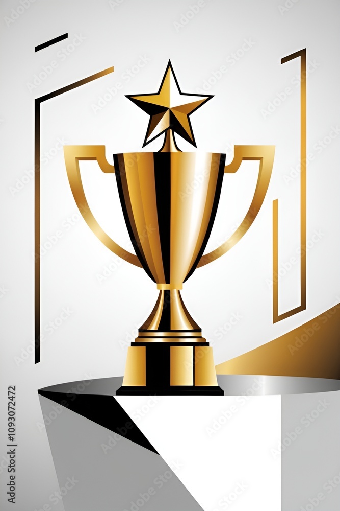 A golden trophy with a star on top A golden trophy with a star on top