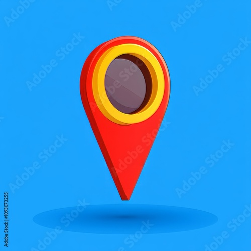 Red and yellow 3D location pin icon on blue background. Free Download Red and yellow 3D location pin icon on blue background. - GFXLoad