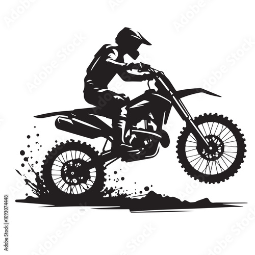 Motocross vector silhouette. Dirt Bike vector design. Dirt Bike logo icon black and white.