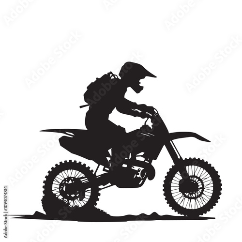 Motocross vector silhouette black color. Dirt Bike vector design. Dirt Bike logo icon black and white.