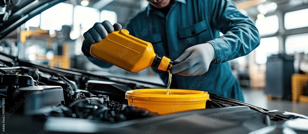 Mechanic Changing Oil Mechanic Changing Oil