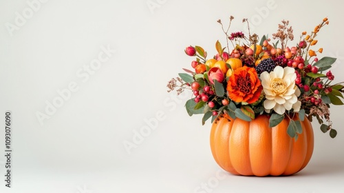 Wallpaper Mural Autumnal Flower Arrangement in a Pumpkin Torontodigital.ca