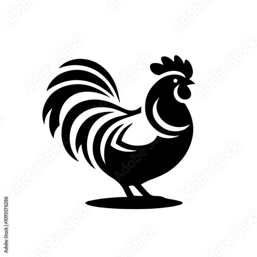 Silhouette Rooster Logo Design – Rustic Farm Animal Icon for Agriculture and Branding photo