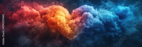 Colorful heart-shaped cloud formation creating a vibrant display in the sky