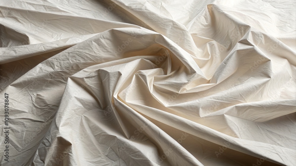 Wrinkled and glued paper in a neutral tone, conveying a sense of calm, representing texture and artistry against a soft background Wrinkled and glued paper in a neutral tone, conveying a sense of calm, representing texture and artistry against a soft background