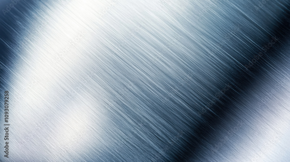 Close-up view of brushed stainless steel surface highlighting texture and light reflections in industrial setting Close-up view of brushed stainless steel surface highlighting texture and light reflections in industrial setting