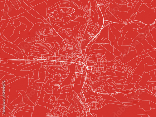 Christmas Map of Heidenheim an der Brenz, Germany in Snowy White on Festive Red Background. photo