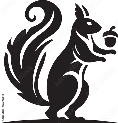 Wallpaper Mural A squirrel balancing on its legs while holding an acorn silhouette vector Torontodigital.ca