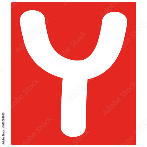 white letter y on red rectangle background