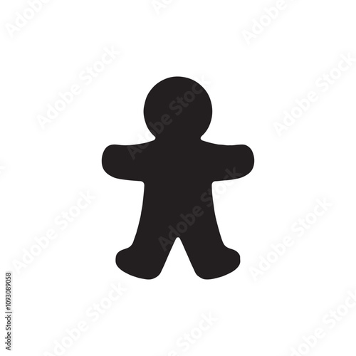gingerbread man silhouette vector art  flat icon design