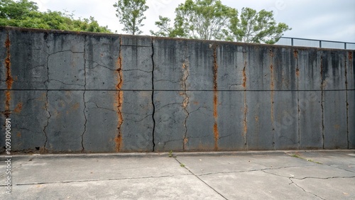 Wallpaper Mural Dark grey cement wall with rust stains and cracks, rusty surface, abandoned building, urban neglect, drywall texture Torontodigital.ca