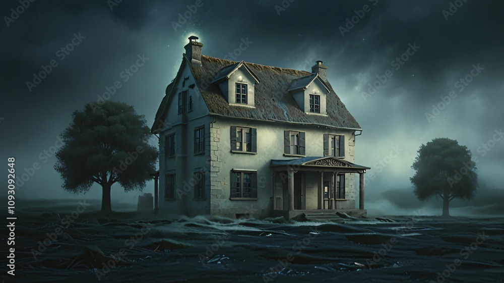 house in the night , AI Generated. house in the night , AI Generated.