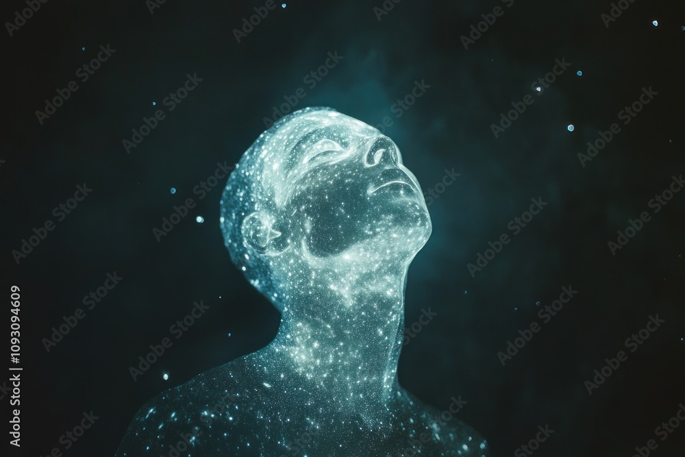 Obraz premium Celestial Being A Stardust Human Form Gazing Upward