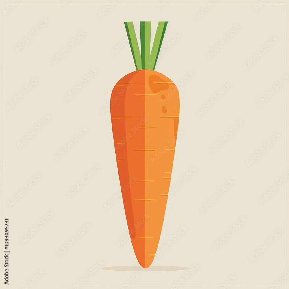A carrot is shown in a very simple and clean style. The carrot is the main focus of the image, and it is depicted as a long, thin, and orange vegetable. The image has a minimalist A carrot is shown in a very simple and clean style. The carrot is the main focus of the image, and it is depicted as a long, thin, and orange vegetable. The image has a minimalist