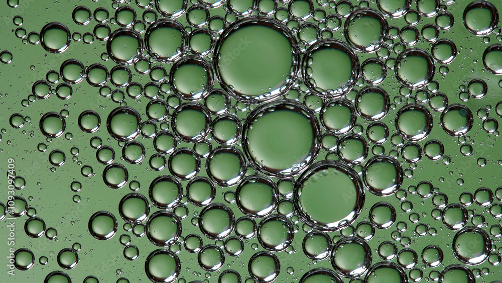 Beautiful bubbles in liquid, with a green background. Macro shooting Beautiful bubbles in liquid, with a green background. Macro shooting