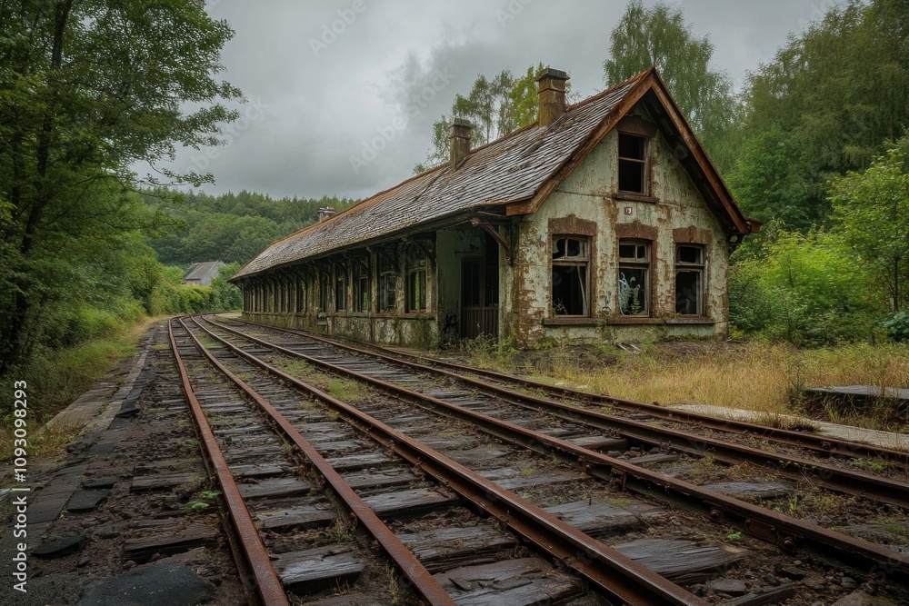 Abandoned Train Station Overgrown With Nature Abandoned Train Station Overgrown With Nature