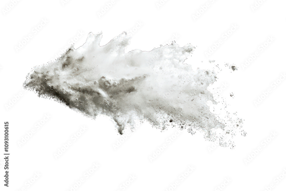 Fluffy baking powder particles floating gracefully in white space. Fluffy baking powder particles floating gracefully in white space.