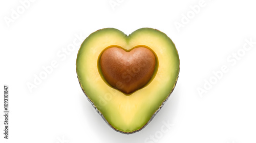 Avocado with heart shape seed isolated on a white background. photo