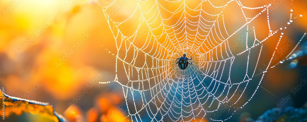 Photo Spider Web Dew Drops Autumn Sunlight Nature Photo Spider Web Dew Drops Autumn Sunlight Nature