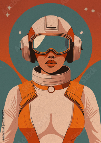 Woman-Retro-Scifi-vr-ar-goggles_Beautiful woman in ar vr goggles and spacesuit