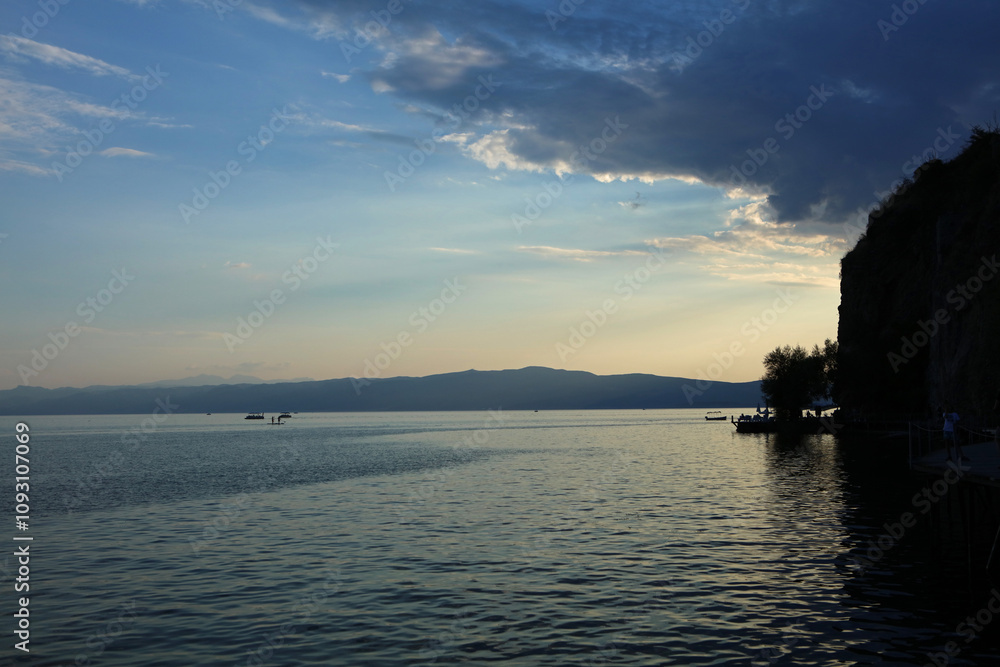 Sunset over Lake Ohrid in North Macedonia