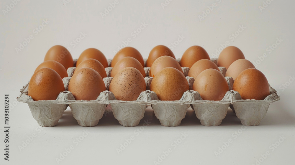 Fresh Brown Eggs in a Carton on a Neutral Background Perfect for Culinary and Grocery Themes Fresh Brown Eggs in a Carton on a Neutral Background Perfect for Culinary and Grocery Themes