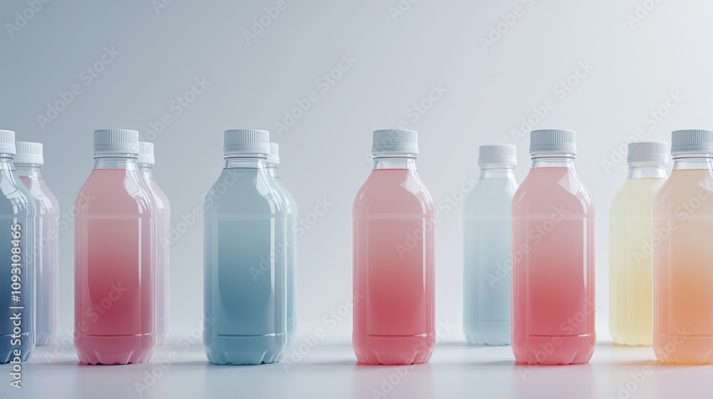 National Fresh Squeezed Juice Day Colorful bottled drinks display with gradient background for beverage branding National Fresh Squeezed Juice Day Colorful bottled drinks display with gradient background for beverage branding
