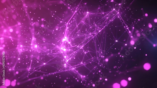 Abstract Purple Network Connecting Bright Lights