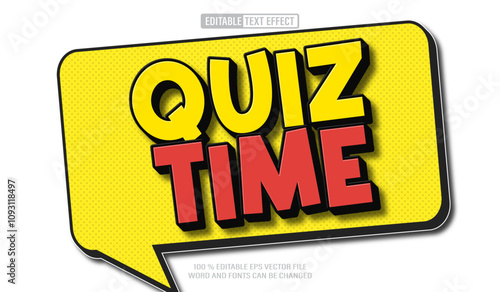 Editable 3d text style effect - Quiz Time  text effect Template
