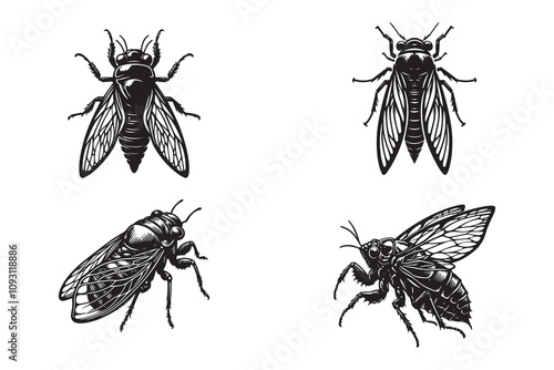 cicada Vector collection of hand drawn insects illustrations