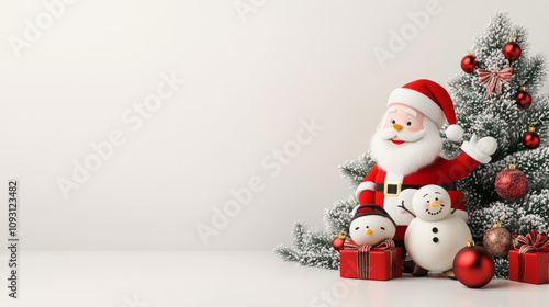 Santa Claus and Snowman Cartoon Spreading Christmas Cheer.Cute Christmas Cartoon: Santa and Snowman in Winter Wonderland.A Whimsical Christmas Cartoon Scene
