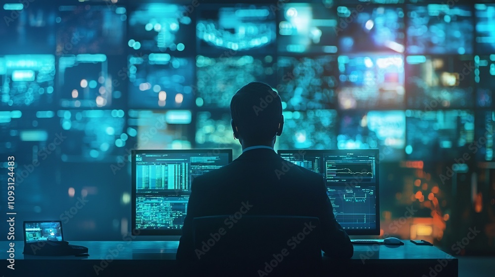 Futuristic Digital Workspace for Remote Business and Teamwork Futuristic Digital Workspace for Remote Business and Teamwork