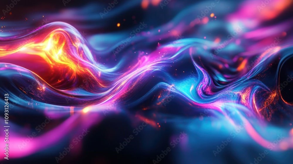 Dynamic wave of glowing colors, flowing endlessly on a black background in seamless 4K rendering Dynamic wave of glowing colors, flowing endlessly on a black background in seamless 4K rendering