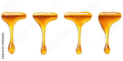 Golden Honey Drops on Transparent Background