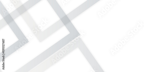 White abstract geometric background with white paper sheets soars as abstract spaces with rectangles, parallel stripes, perspective, shadows in simple strict modern material in triangle and square.	